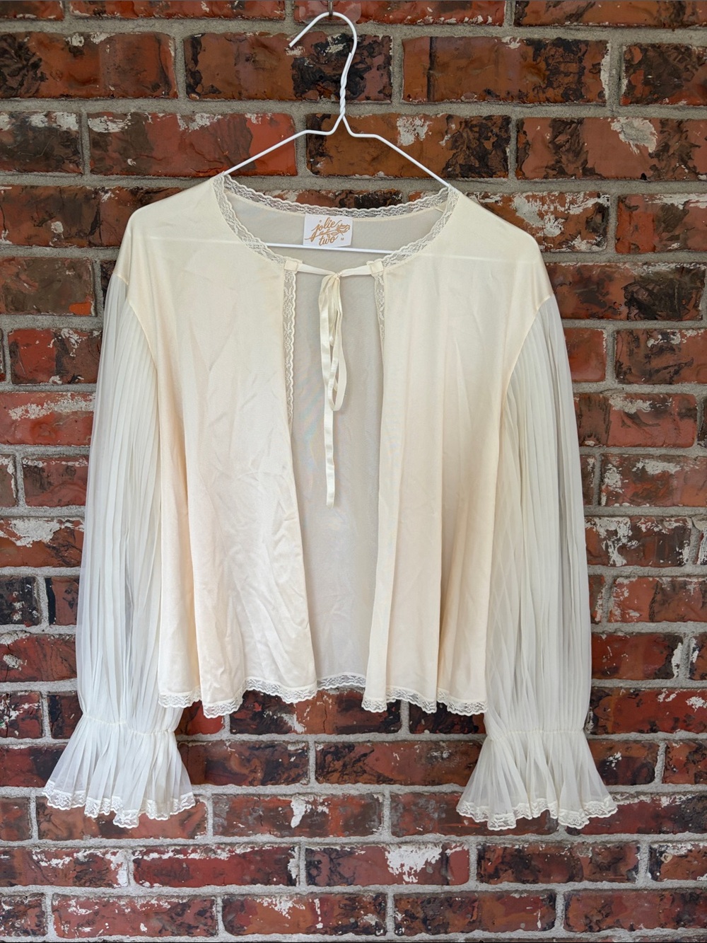 jcpenney Cream Sheer Blouse with Tie Detail
